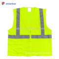 Custom Logo Printed Fluorescent Yellow Road Safety Vest Hi Vis Mesh Reflective Warning Workwear With 2 Pockets And Front Zipper